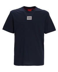 T-shirt à col rond bleu marine Hugo