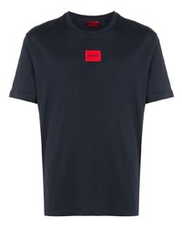 T-shirt à col rond bleu marine Hugo