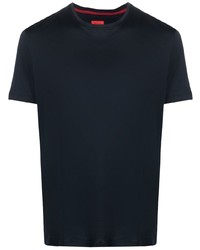 T-shirt à col rond bleu marine Isaia