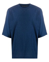T-shirt à col rond bleu marine Issey Miyake Men
