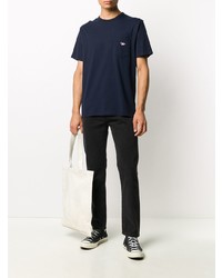 T-shirt à col rond bleu marine MAISON KITSUNÉ