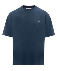 T-shirt à col rond bleu marine JW Anderson