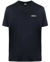 T-shirt à col rond bleu marine Karl Lagerfeld