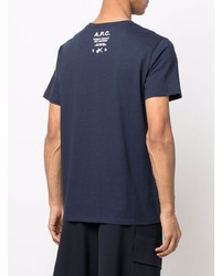 T-shirt à col rond bleu marine A.P.C.