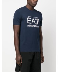 T-shirt à col rond bleu marine Ea7 Emporio Armani