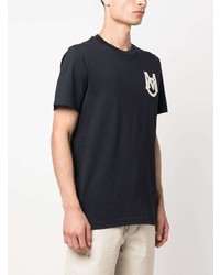 T-shirt à col rond bleu marine Moncler