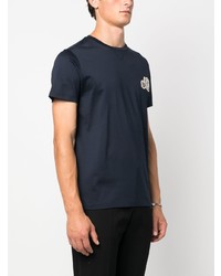 T-shirt à col rond bleu marine Moncler