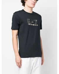 T-shirt à col rond bleu marine Ea7 Emporio Armani