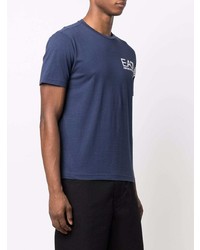 T-shirt à col rond bleu marine Ea7 Emporio Armani