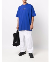 T-shirt à col rond bleu marine Vetements