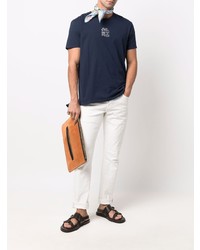 T-shirt à col rond bleu marine Etro