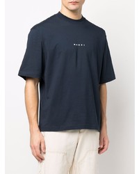 T-shirt à col rond bleu marine Marni