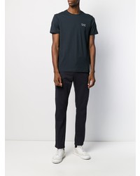 T-shirt à col rond bleu marine Ea7 Emporio Armani