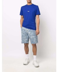 T-shirt à col rond bleu marine MSGM