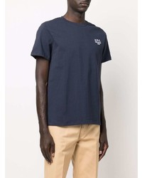 T-shirt à col rond bleu marine A.P.C.