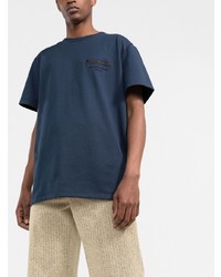 T-shirt à col rond bleu marine Alexander McQueen