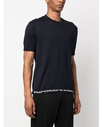 T-shirt à col rond bleu marine Emporio Armani