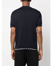 T-shirt à col rond bleu marine Emporio Armani