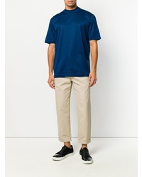 T-shirt à col rond bleu marine Lanvin