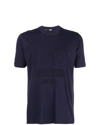 T-shirt à col rond bleu marine Love Moschino