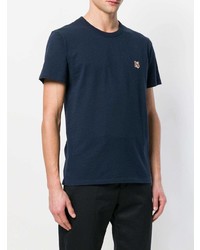 T-shirt à col rond bleu marine MAISON KITSUNÉ