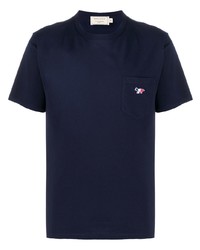 T-shirt à col rond bleu marine MAISON KITSUNÉ