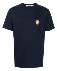 T-shirt à col rond bleu marine MAISON KITSUNÉ