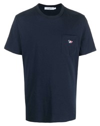 T-shirt à col rond bleu marine MAISON KITSUNÉ