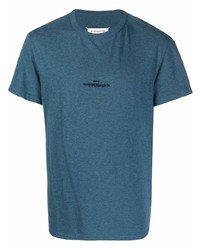 T-shirt à col rond bleu marine Maison Margiela