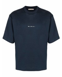T-shirt à col rond bleu marine Marni