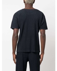 T-shirt à col rond bleu marine Homme Plissé Issey Miyake