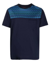 T-shirt à col rond bleu marine Missoni