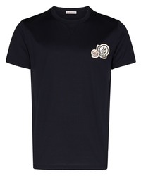 T-shirt à col rond bleu marine Moncler