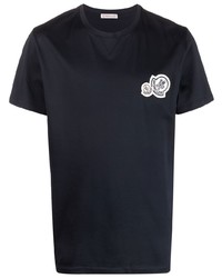 T-shirt à col rond bleu marine Moncler
