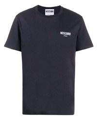 T-shirt à col rond bleu marine Moschino