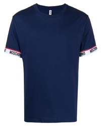 T-shirt à col rond bleu marine Moschino