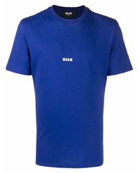 T-shirt à col rond bleu marine MSGM