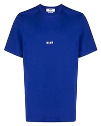 T-shirt à col rond bleu marine MSGM