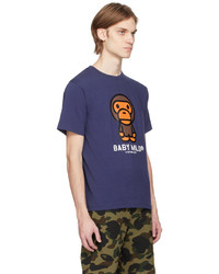 T-shirt à col rond bleu marine BAPE