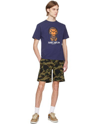 T-shirt à col rond bleu marine BAPE