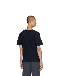 T-shirt à col rond bleu marine Homme Plissé Issey Miyake