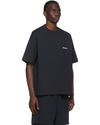 T-shirt à col rond bleu marine Balenciaga