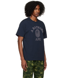 T-shirt à col rond bleu marine BAPE