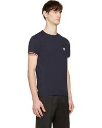 T-shirt à col rond bleu marine Moncler