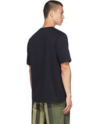 T-shirt à col rond bleu marine Burberry