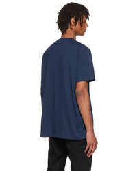 T-shirt à col rond bleu marine Alexander McQueen