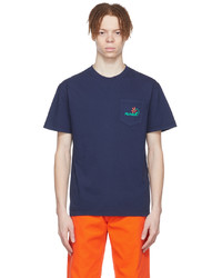 T-shirt à col rond bleu marine Noah