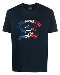T-shirt à col rond bleu marine Paul & Shark