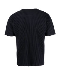 T-shirt à col rond bleu marine Homme Plissé Issey Miyake