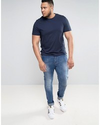 T-shirt à col rond bleu marine Asos